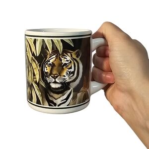 Vintage 1985 Laura Regan Applause Inc 12oz Tiger Coffee Mug